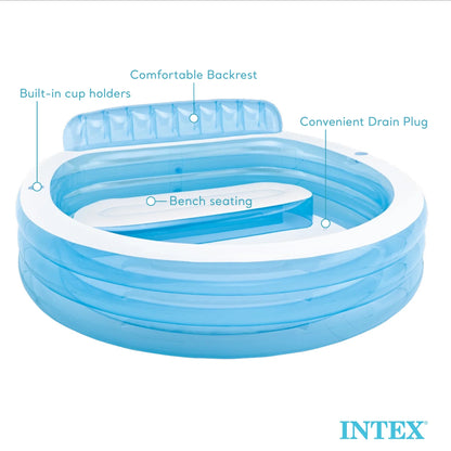Intex Swim Center Round Inflatable Outdoor Lounge Pool with Pool Cover