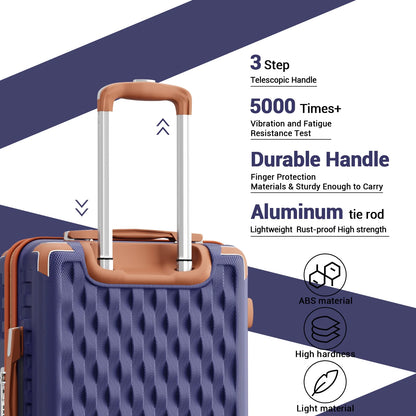 Melalenia - 7 Luggage Sets ABS Hardside Spinner Luggage -With Spinner Wheels and TSA Lock-White