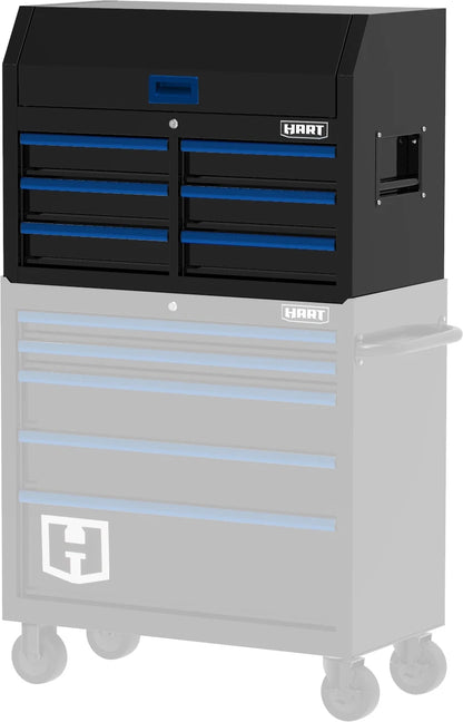 HART 36-Inch 5-Drawer Rolling Tool Cabinet with Wood Top, Locking Steel Garage Storage, Black