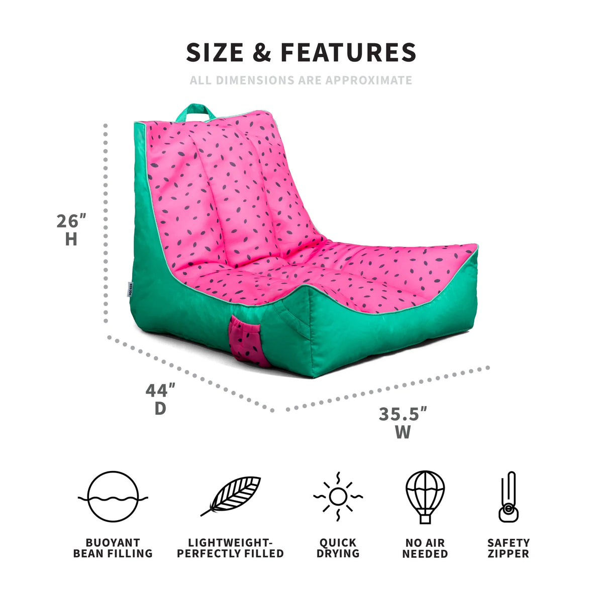 Big Joe Captain's Float No Inflation Needed Pool Lounger with Drink Holder, Tropical Hibiscus Aqua Double Sided Mesh, Quick Draining Fabric, 3 feet