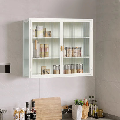 27.56"Modern Wall Cabinet with Glass Doors, Bathroom Cabinet with Featuring Three-tier Storage for Entryway Living Room, Bathroom or Dining Room, Mint Green