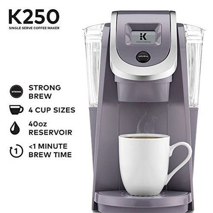 Keurig K250 Coffee Maker, Single Serve K-Cup Pod Coffee Brewer, With Strength Control, Plum Gray