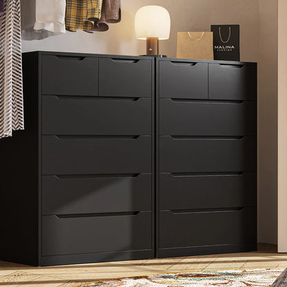 EnHomee White Dresser for Bedroom Wood 6 Drawer Modern Storage Cabinet for Bedroom Living Room Closet, 43.3"Hx 27.5"Lx 15.7"D