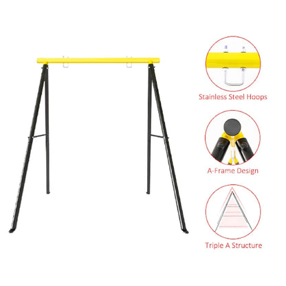 IVV Swing Stand for Porch, Outdoor Heavy Duty Swing Frame, Steel Metal Frame with 4 Ground Pegs, 73" Height Holds Up to 550lbs, Red (Swing NOT Included)