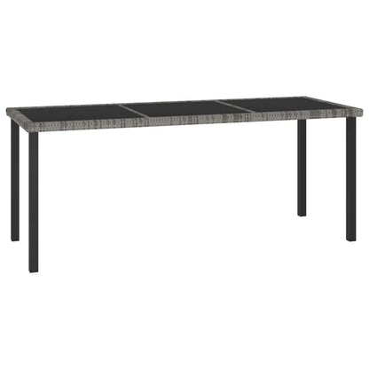 vidaXL Outdoor Dining Table Garden Porch Patio Table with Glass Top PE Rattan