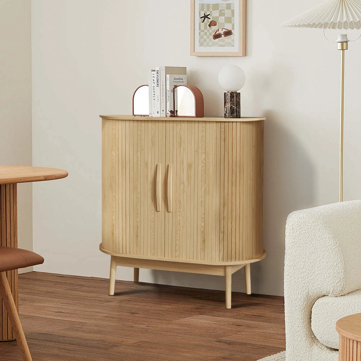Mid Century Modern Buffet Sideboard Cabinet with Storage, Small Accent Cabinet with Sliding Door, for Living Room, Kitchen
