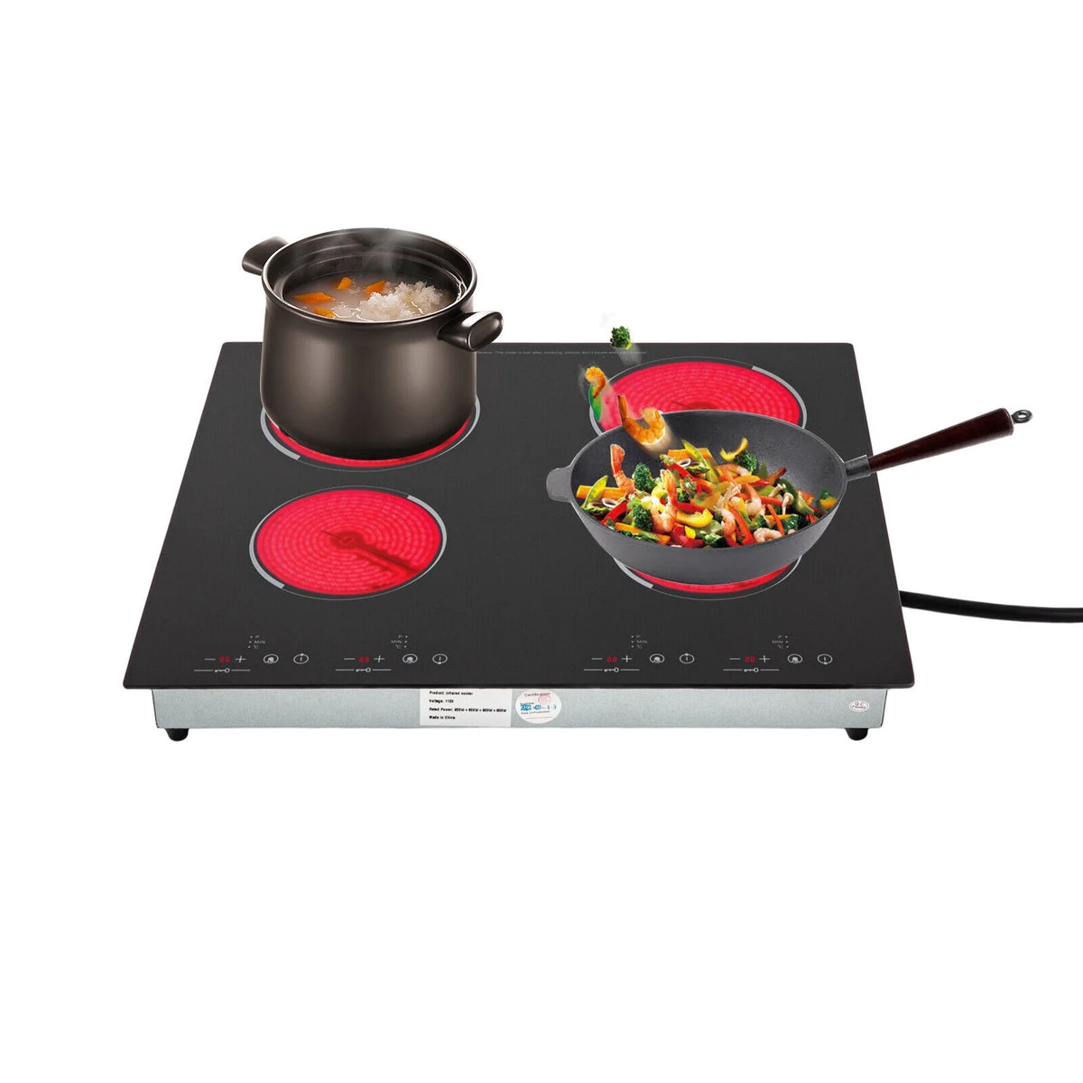 4-Burners Electric Ceramic Cooktop Built-in Cooktop Stove Ceramic Cooking Stove for kitchens, cabins