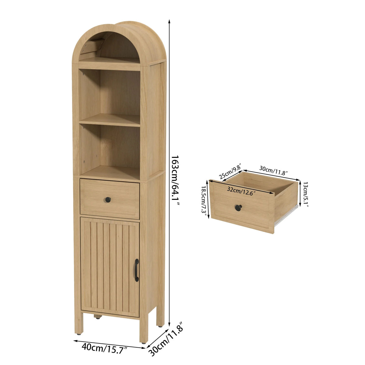 Fiogmub Tall Bathroom Storage Cabinets with Doors and Shelves, Narrow Tall Linen Cabinet with Drawer