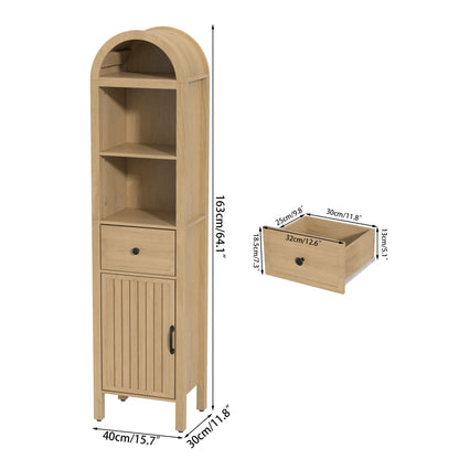 Fiogmub Tall Bathroom Storage Cabinets with Doors and Shelves, Narrow Tall Linen Cabinet with Drawer