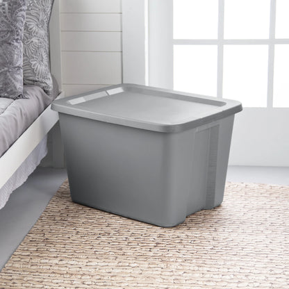 Sterilite 18 Gallon Tote, Plastic Storage Bin with Snap-on Lid, Gray, 8 Count