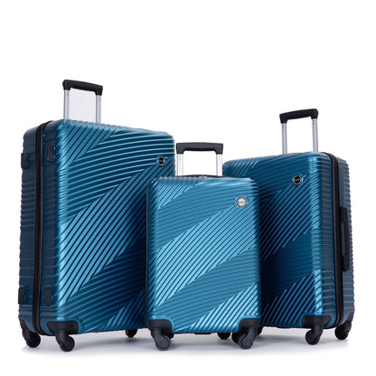 Tripcomp Luggage 3 Piece Set,Suitcase with Spinner Wheels Hardside Lightweight Luggage 20in24in28in.(Blue)