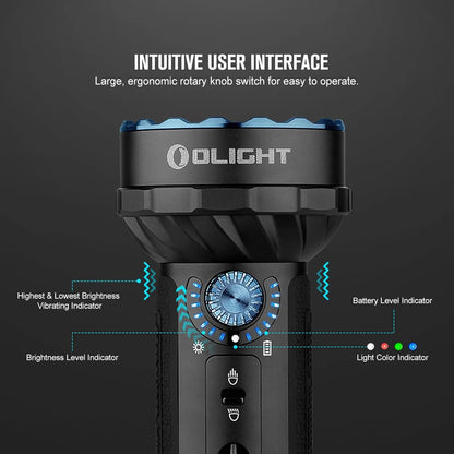 OLIGHT Marauder Mini 7,000 Lumens Bright Flashlight with 600 Meters Beam Distance, Powerful RGB Lights, Magnetic Rechargeable for Outdoors Work, Hunting, and Searching(Black)