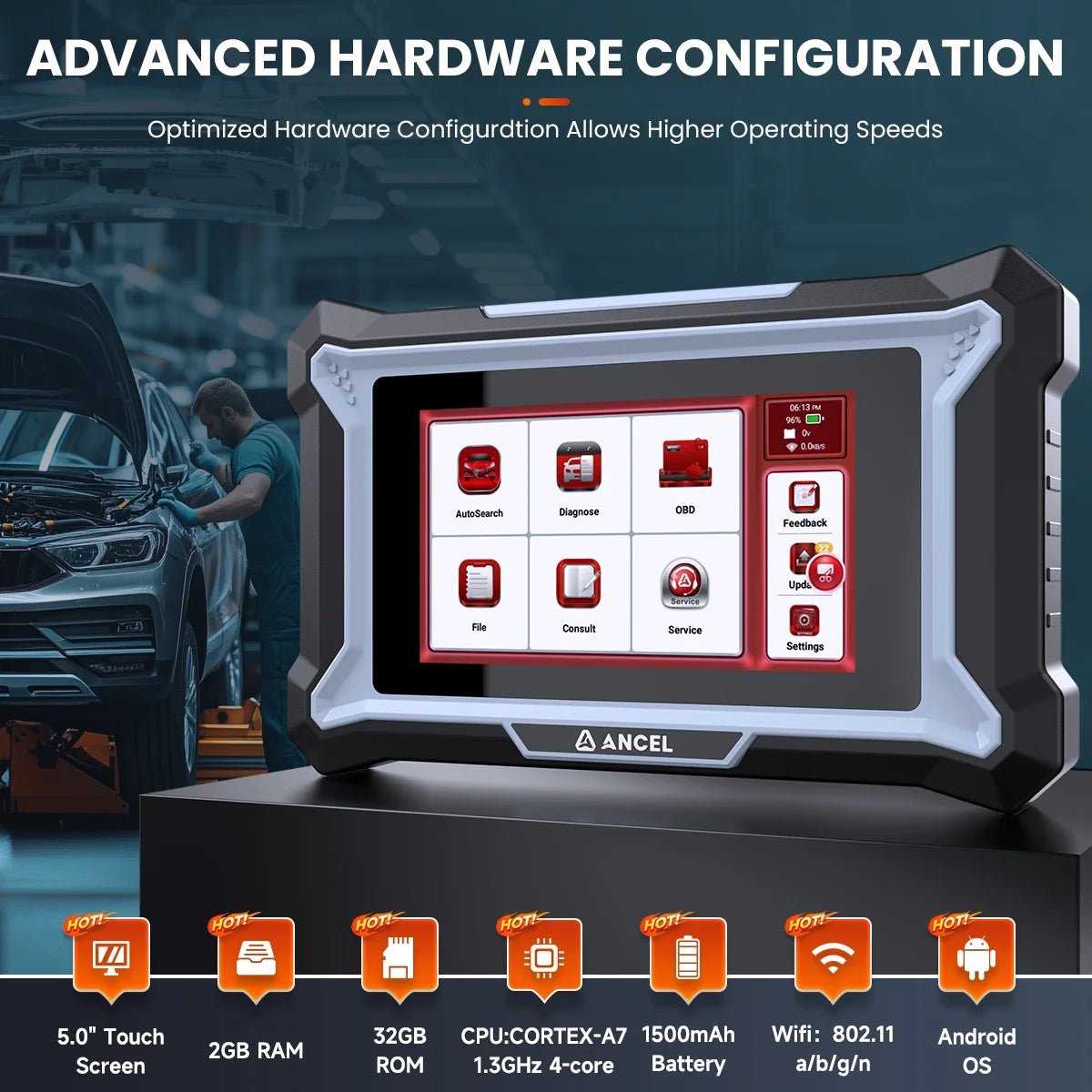ANCEL Car Diagnostic Scan Tool, Engine ABS SRS Transmission Diagnostic Scanner, OBD2 Scanner Code Reader with 7 Resets, ABS Bleeding, BMS SAS Oil Reset, Lifetime Free Update, Online Customer Service