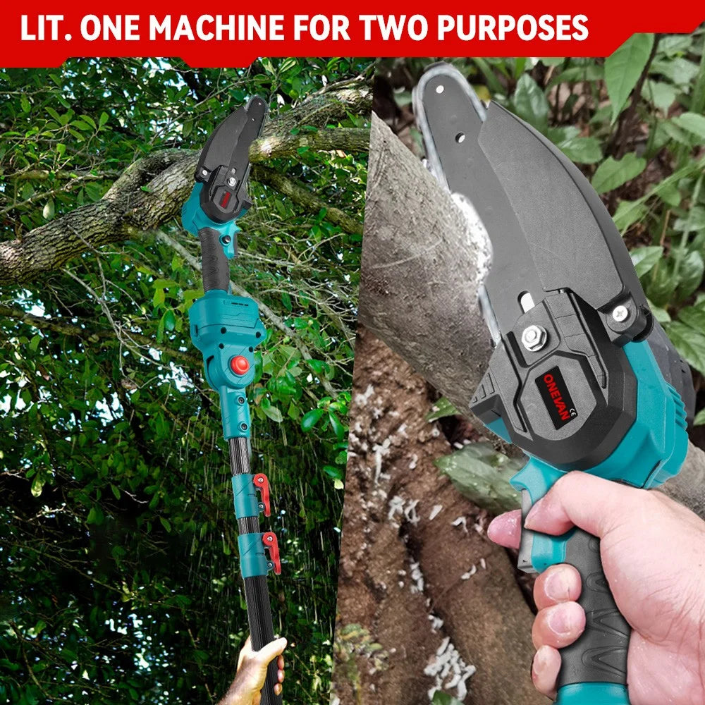 3-in-1 Brushless 6" Pole Chainsaw & Electric Pruning Shears Cordless Pole Saw