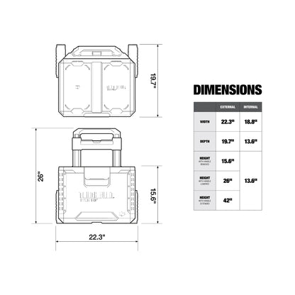 ToughBuilt Portable 2-in-1 Rolling Tool Box with Wheels & Stackable Design