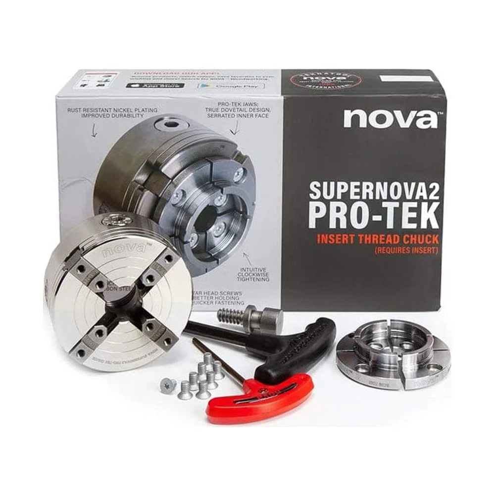 NOVA 23262 SUPERNOVA2 Insert Type Wood Turning Chuck and Jaw Set w/ T Bar Wrench