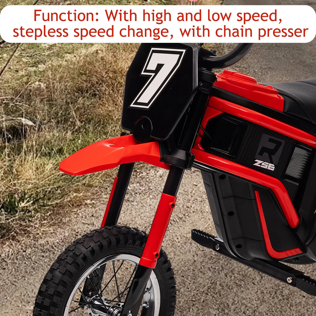 Kids Electric Dirt Bike,Electric-Powered Bike,2 Speed Settings,14.29 MPH Max,All-Terrain Electric Motorcycle for Ages 6-12,High-Speed Electric Dirt Bike for Kids,24V 350W