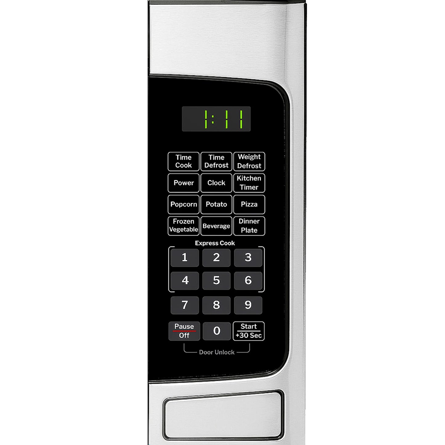 GE 1.1 Cu Ft Countertop Microwave Oven, 950W, Stainless Steel, One-Touch Cooking, Turntable, Auto Defrost, Child Lock, Model GCST11N1WSS