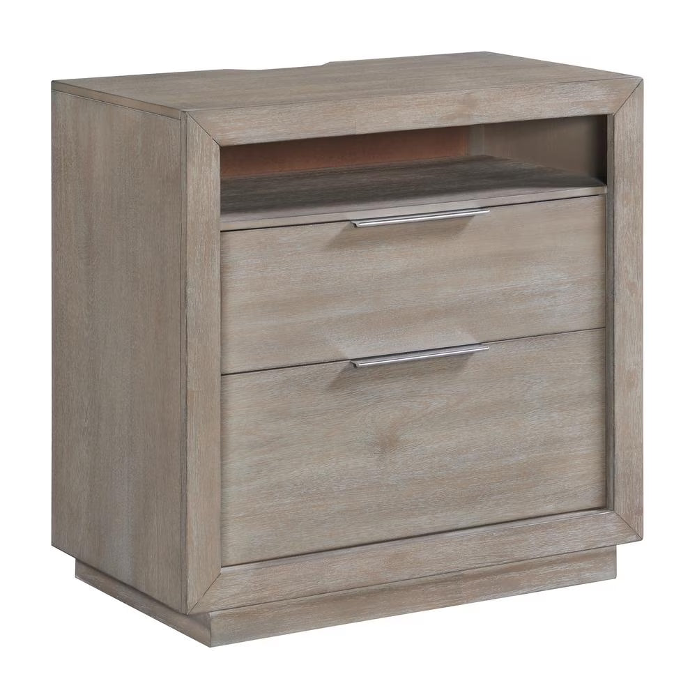 Picket House Furnishings Cadia  2-Drawer Nightstand with USB in Grey