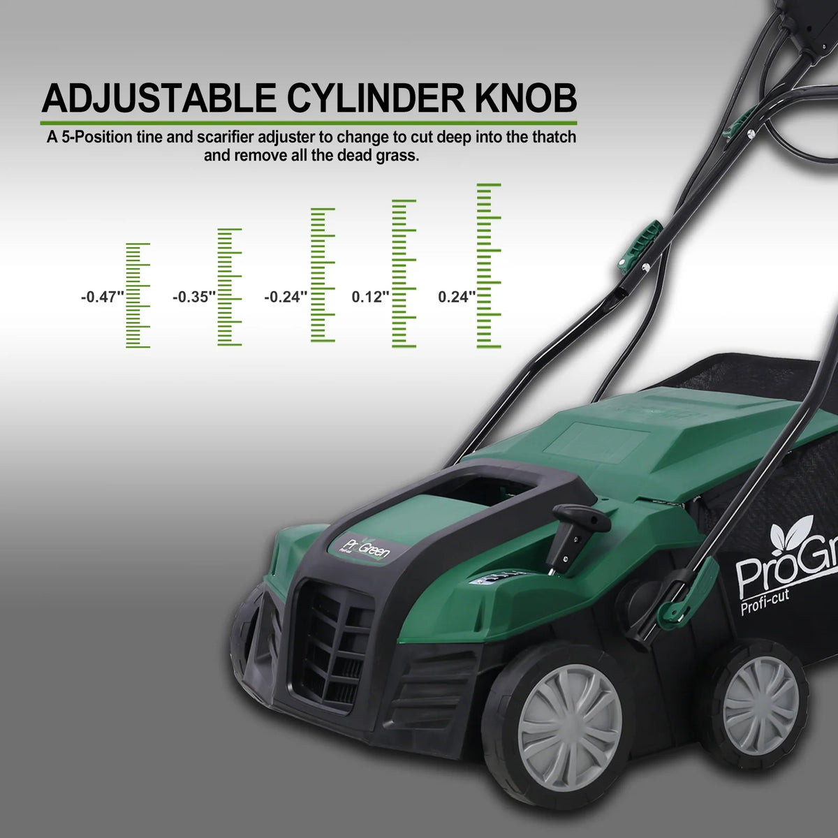 2-in-1 16" Walk Behind Electric Dethatcher Scarifier 15 Amp with Large 58QT Removable Collection Bag for Lawn Yard Garden Care