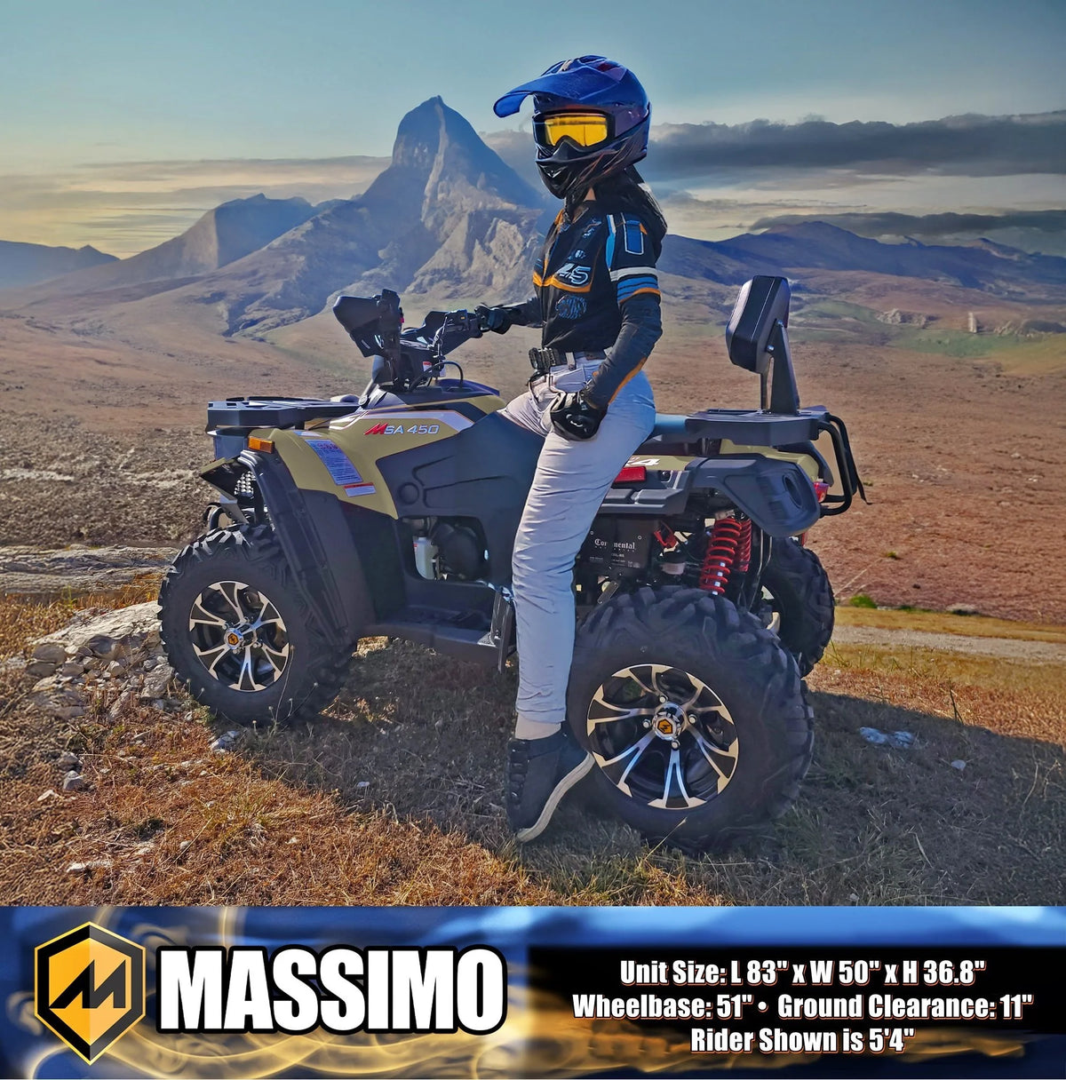 Massimo MSA450F Adult ATV Quad 352cc 25 HP 4 Stroke 4-Wheeler - Sand