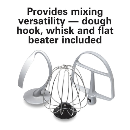 Hamilton Beach 4 Quart Stand Mixer for Kitchen, 7 Speeds, Tilt-Head, Dough Hook, Whisk & Flat Beater, White