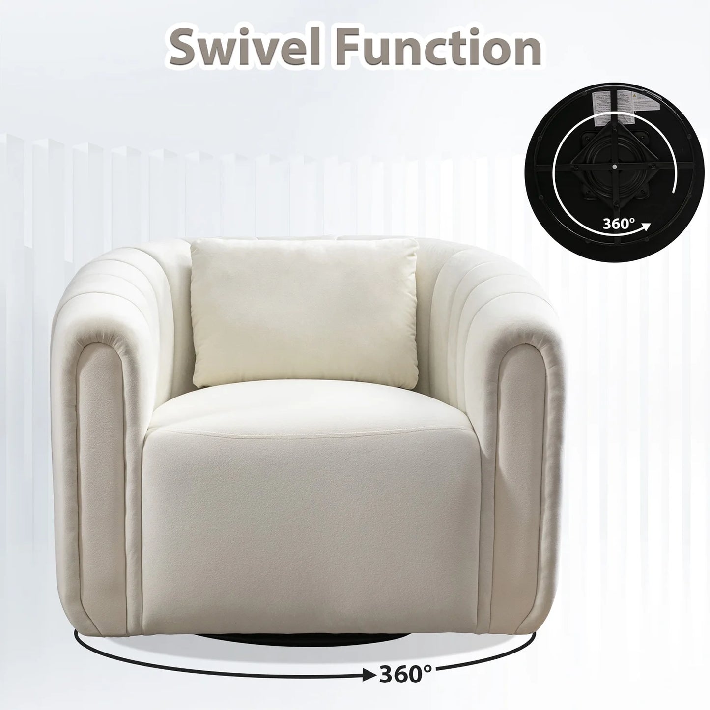 Bonzy Home Swivel Chair with Plump Pillow, Modern Velvet Accent Chair for Living Room Bedroom , Comfy Round Armchair, Orange