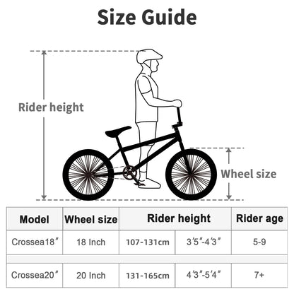 cubsala 20 in Freestyle BMX Kids Bike for Age 6-14 Years Old Boys Girls , Black & Green