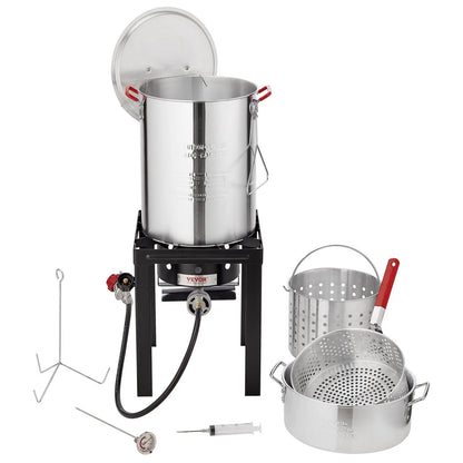 Masterbuilt 30QT Aluminum Turkey Deep Fryer Kit with High-Pressure Burner for Outdoor Use, Includes Poultry Rack and Thermometer