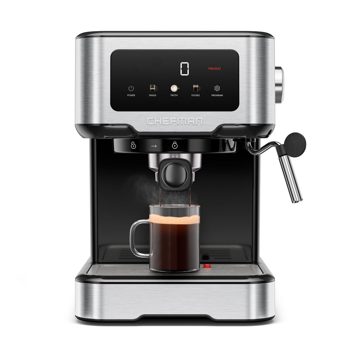 Chefman CraftBrew Espresso Machine w/ Steam Wand and Touch Controls �C Stainless Steel
