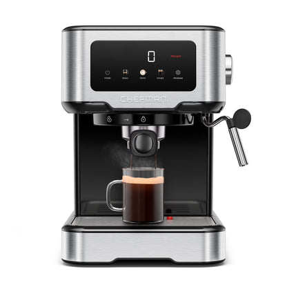 Chefman CraftBrew Espresso Machine w/ Steam Wand and Touch Controls �C Stainless Steel