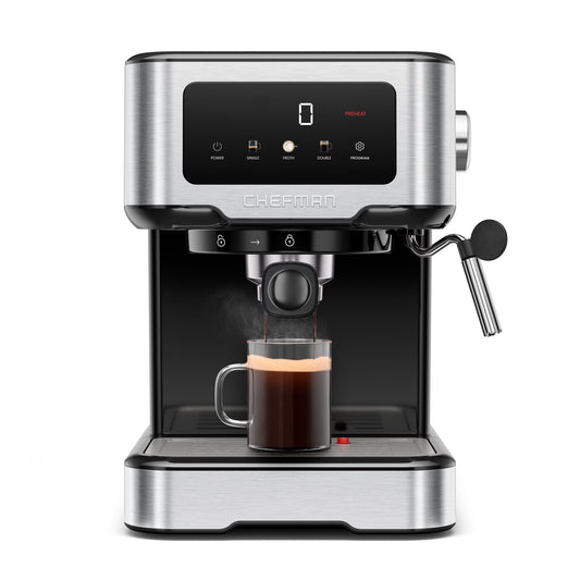 Chefman CraftBrew Espresso Machine w/ Steam Wand and Touch Controls �C Stainless Steel