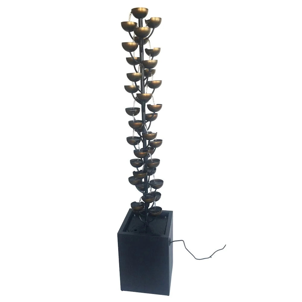 Hi-Line Tall Multi Level Zinc Metal Stacked Fountain, Rust-Resistant, Durable Metal Construction
