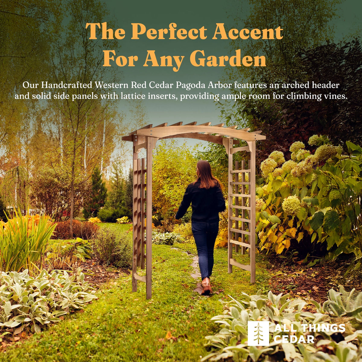 All Things Cedar PA106 Pagoda Wedding Arbor - Elegant Garden Arch for Weddings and Landscapes