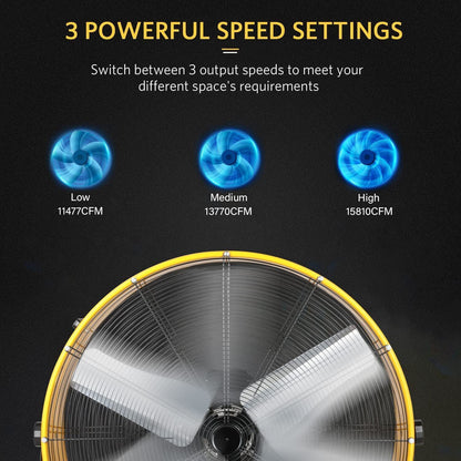 Simple Deluxe 24 inch 3 Speed 4700 CFM Metal Drum Fan