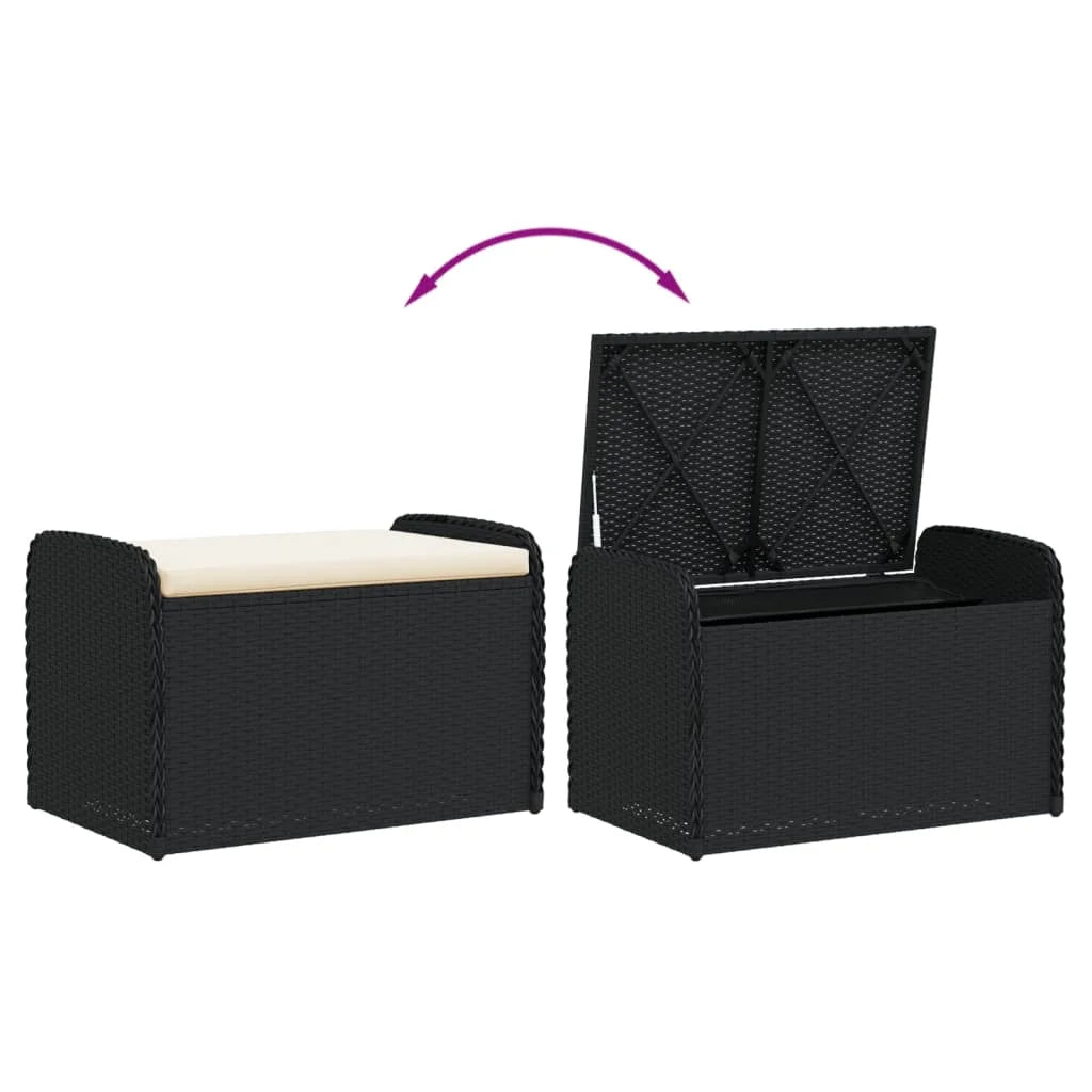 vidaXL Storage Bench with Cushion Outdoor Garden Seat Furniture Poly Rattan