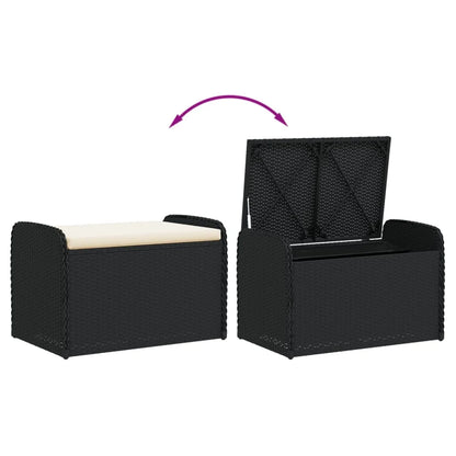 vidaXL Storage Bench with Cushion Outdoor Garden Seat Furniture Poly Rattan