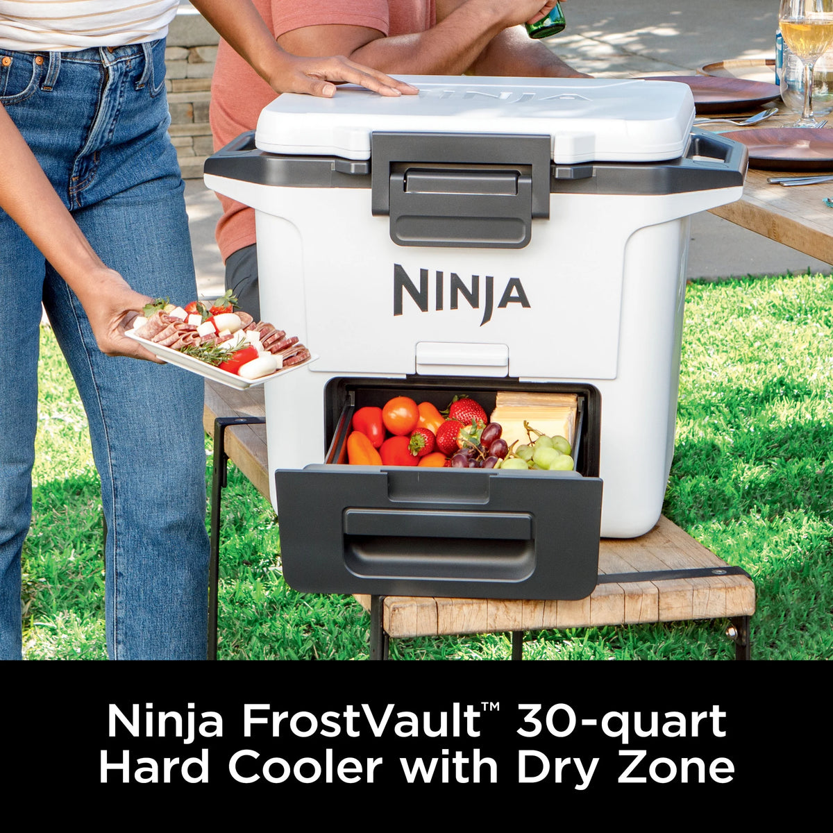 Ninja FrostVault 30qt Hard Cooler with Dry Zone, Ice Chest Cooler, White, FB131WH