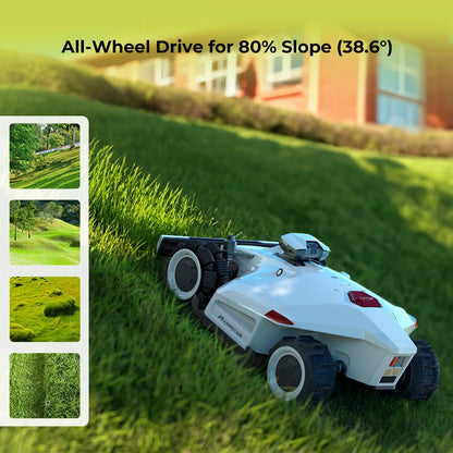 LUBA 2 AWD 5000 Robot Lawn Mower (2024 Version), All-Wheel-Drive for 80% Slope, Perimeter Wire Free for 1.25 Acres, Cut Height 1.0"-2.7"