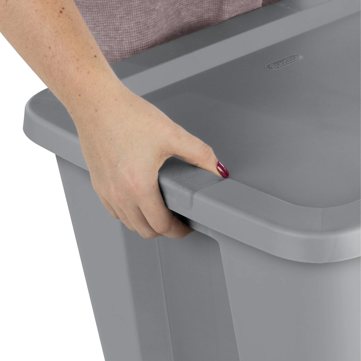 Sterilite 18 Gallon Tote, Plastic Storage Bin with Snap-on Lid, Gray, 8 Count