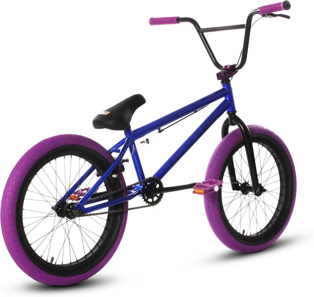 Elite BMX Bicycle 20” Freestyle Bike - Stealth Blue Purple Ideal for Ages 7 to 18 Years