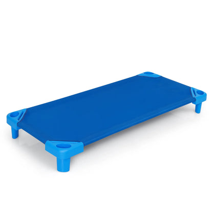Costway Pack of 6 Kids Stackable Naptime Cot 52'' L x 23'' W Daycare Rest Mat Blue
