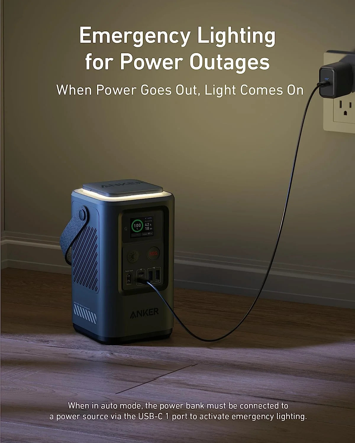 Anker Power Bank Power Station 60,000mAh,Portable Outdoor Generator 87W with Smart Digital Display, Retractable Auto Lighting and SOS Mode, Home Backup(PowerCore Reserve 192Wh) for Travel, Camping
