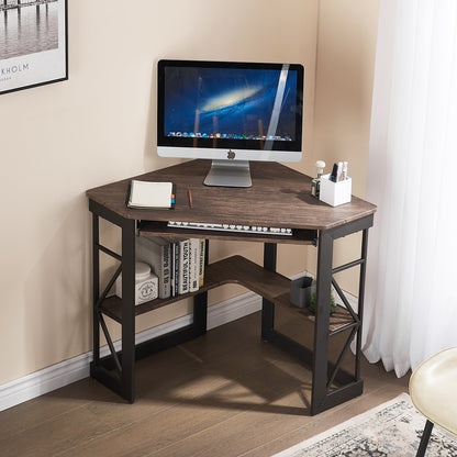 Brown Triangle Corner Desk, Office/Computer/Writing Desk for Student Apartments