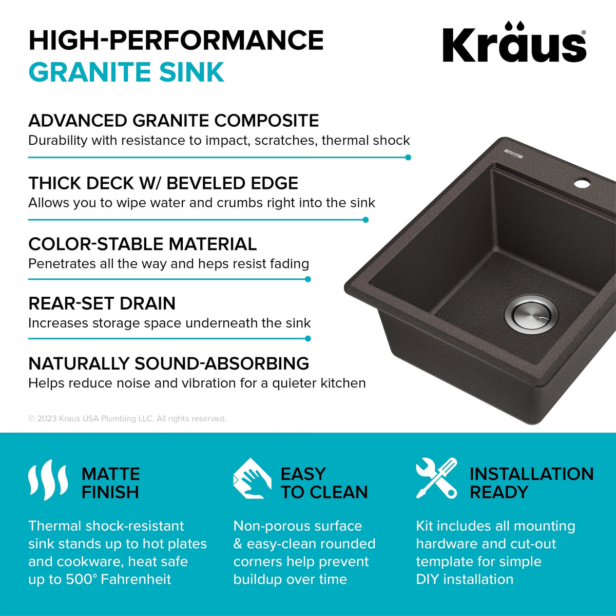 KRAUS Bellucci 18 Granite Composite Workstation Drop-In Top Mount Single Bowl Kitchen Bar Sink in White with Accessories