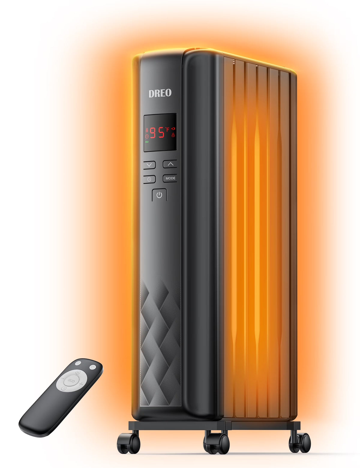 Dreo Oil Filled Radiator, Electric Radiant Heaters for indoor use Large Room with Remote Control, Child Lock, 4 Modes, Overheat & Tip-Over Protection, 24h Timer, Digital Thermostat, Quiet, 1500W