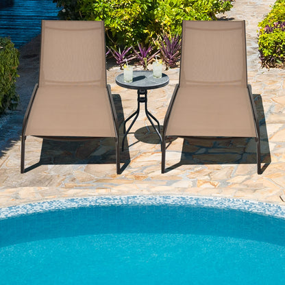 Costway 2PCS Outdoor Adjustable Chaise Lounge Patio 6-Position Recliner Wheels Black