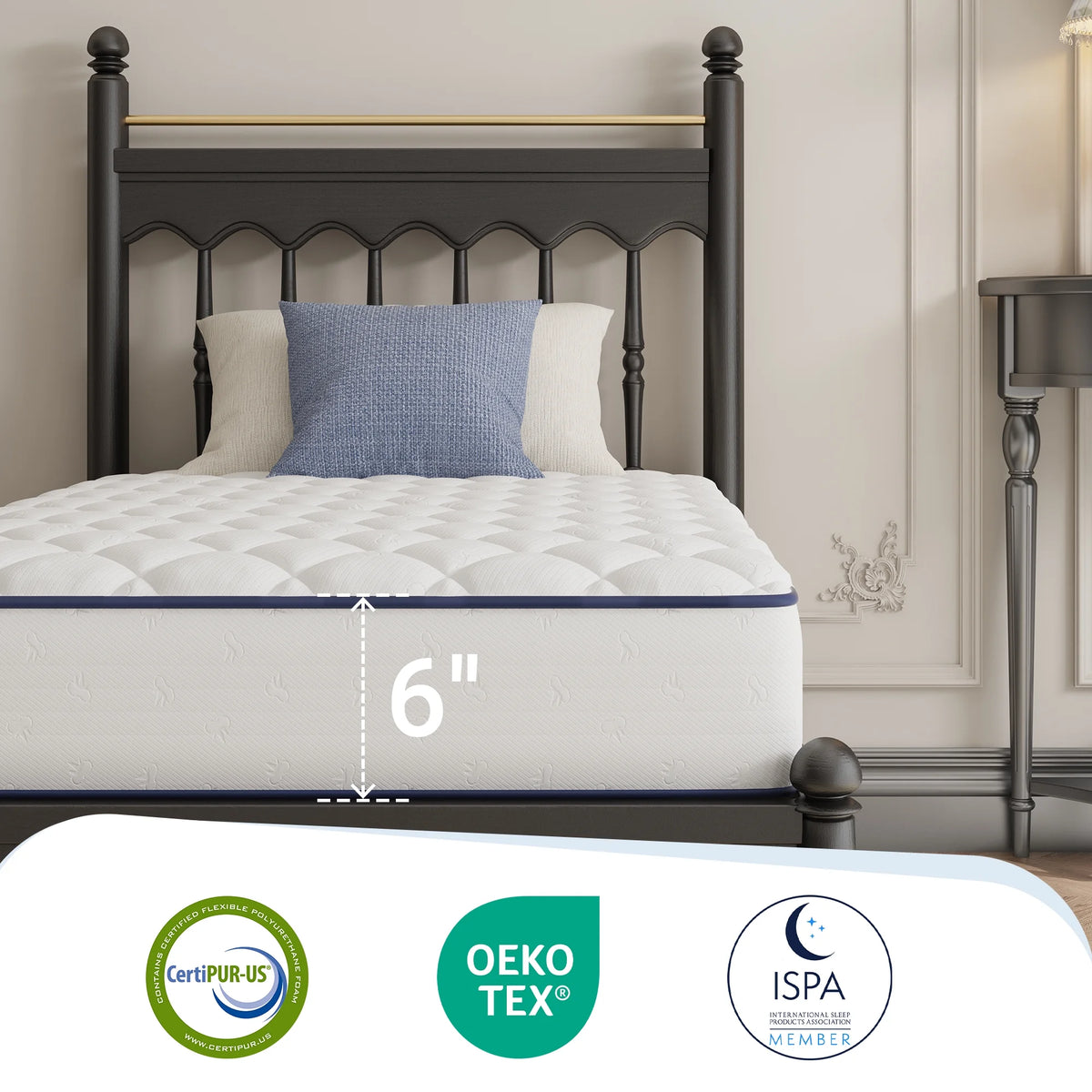 Avenco Pearl 6" Twin Size Medium Adult Supportive Innerspring Mattress