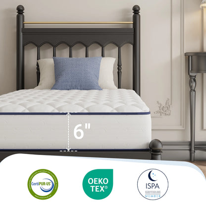 Avenco Pearl 6" Twin Size Medium Adult Supportive Innerspring Mattress