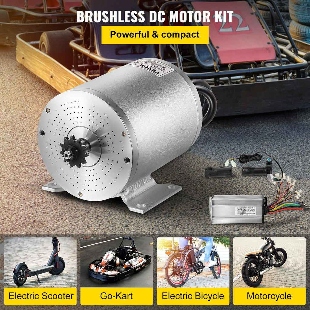 VEVOR 48V 2000W Brushless DC Motor Kit. 4300 RPM. with Controller &amp; Throttle. for Go Kart/ATV. 10 lb